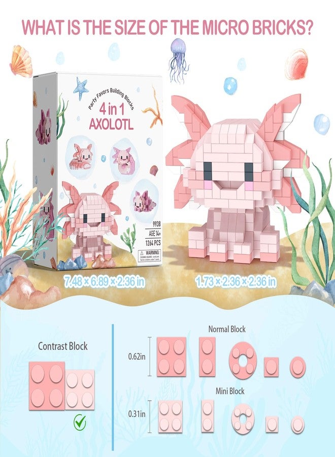 HIGH GODO 4 Axolotl Party Favors Building Set, Mini Axolotl Toy Figurines, Goodie Bag Stuffers, Classroom Prize Box, Gifts for Adults Teens Age 14+ - Image 3